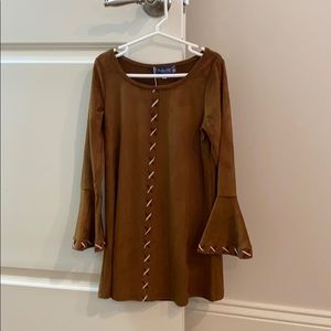 Girls boho brown suede dress. New with tags.